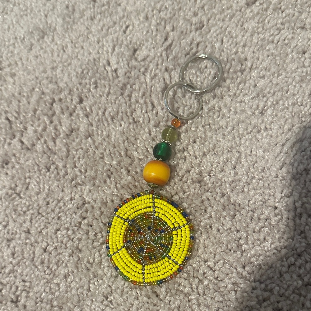 Yellow Beaded Keychain